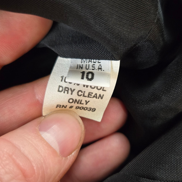 80s Vintage Black Removable Fur Trim Wool Mob Wife Made in USA Jacket Size 10 - Picture 6 of 8